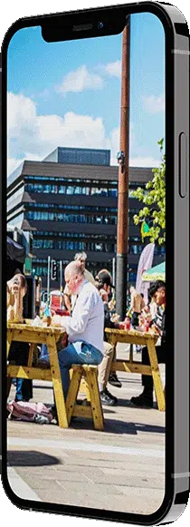 Iphone with an image of Sunderland City Centre on it.